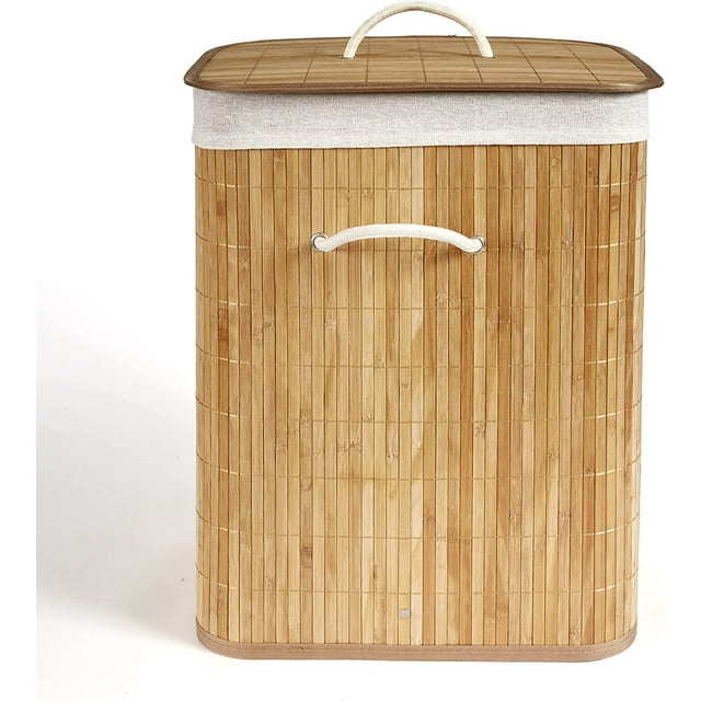 Bamboo Clothes Hamper - Clothing Basket With Carrying Handles ...