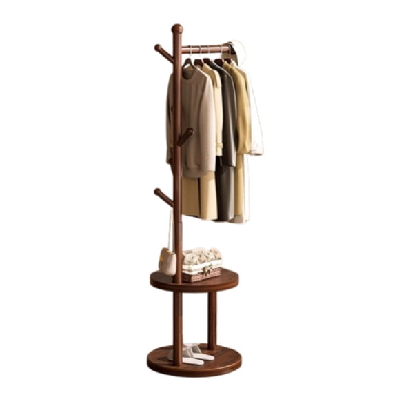 Bamboo Clothing Rack Coat Rack Stand Hall Trees Free Standing Clothes Hanging Rail Garment Rack,Hall Tree with Storage Shelf,Freestanding Hangers Rack