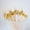 thumbnail image 1 of Bamboo Cocktail Picks 400 Pack Gold Ball Head Food Sticks 4.7 Inch for Appetizers and Party Snacks, 1 of 6