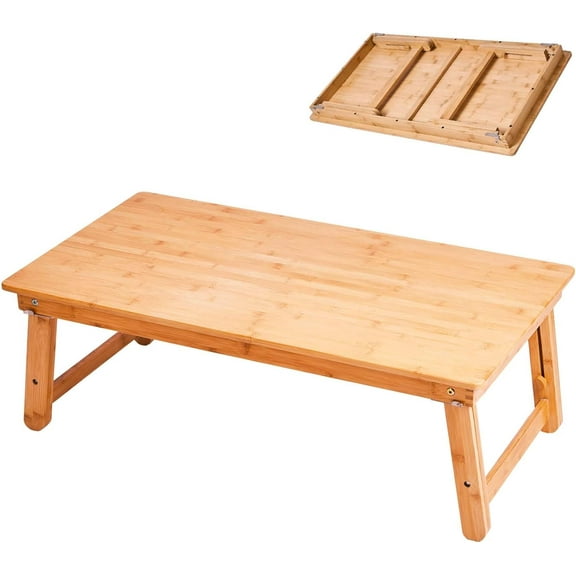Bamboo Coffee Table Foldable, Low Floor Dining Table Collapsible Oriental Folding Table for Living Room Small Spaces Picnic Table Ground Portable Table, Floor Desk for Adults, 33.5Lx17.7Wx5.7H