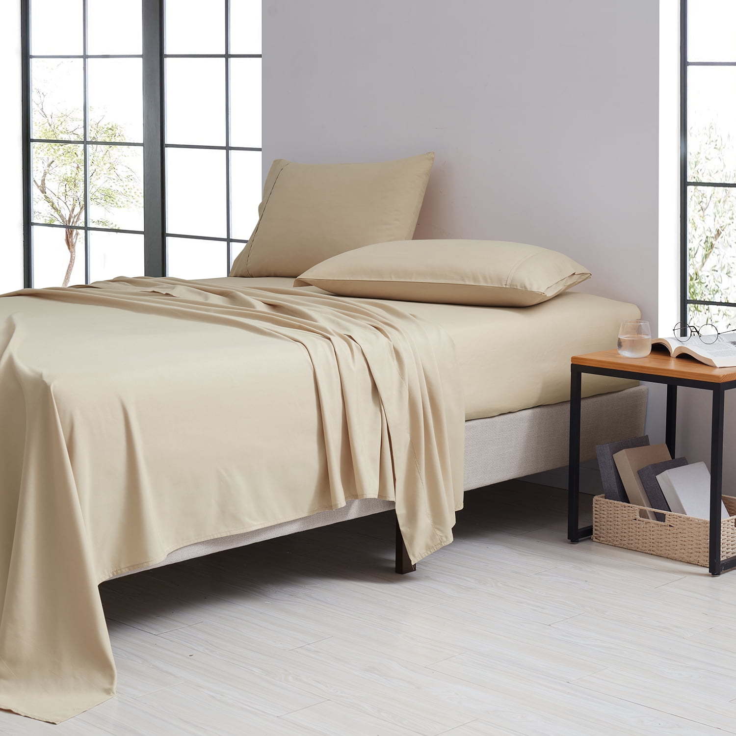 Bamboo Comfort  King Size Bamboo Luxury Solid Sheet Set, Khaki - 4 Piece