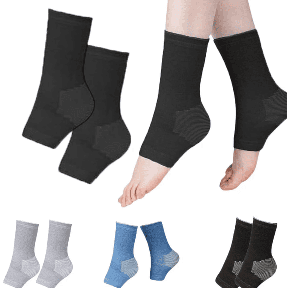 Bamboo Compression Foot Sleeves, Toeless Breathable Warm Socks for Women, Lightweight Cushioned Daily Wear, Multi Color Optional, 1 Piece, Black, S