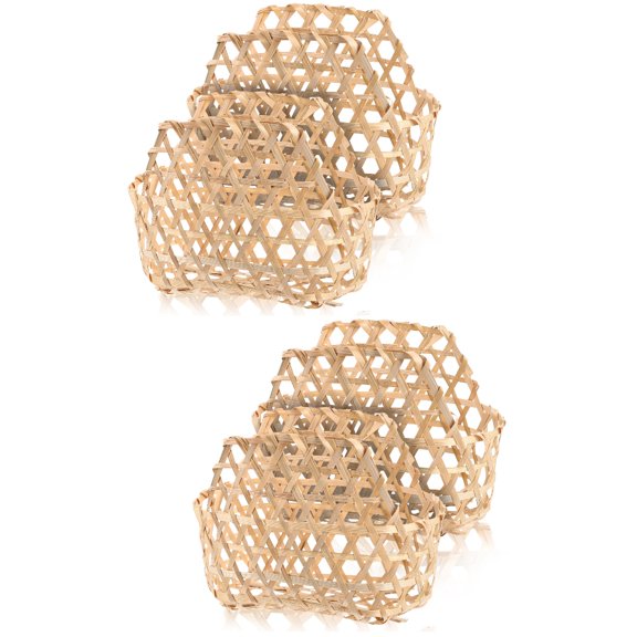 NUOLUX Handwoven Bamboo Baskets Khaki Decorative for Storage and Gifting 4Pcs