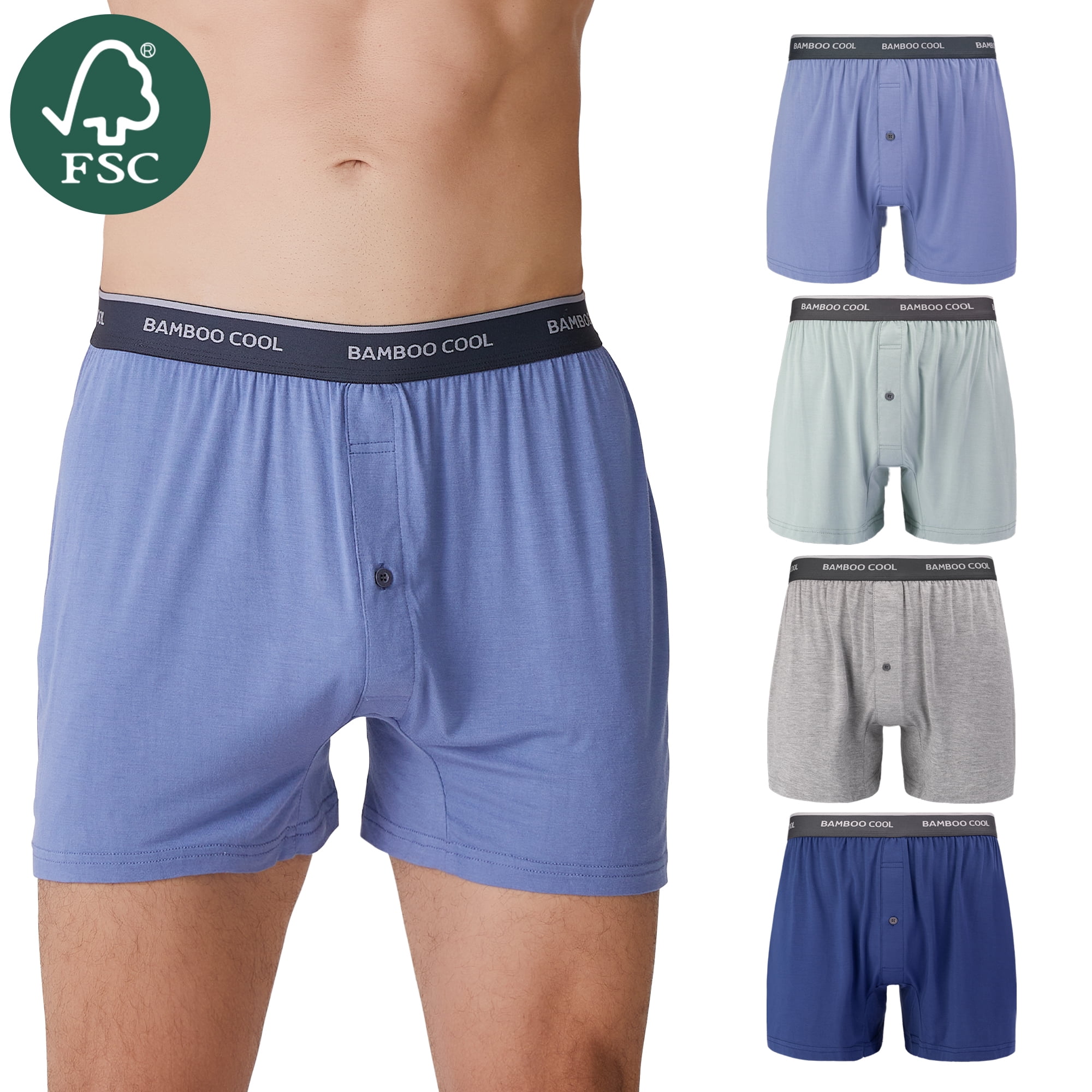 Bamboo Cool Men's Boxer Shorts,4 Pack Bamboo Boxers Underwear,Premium ...