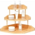 thumbnail image 1 of Bamboo Corner Desk Organizer Shelf, 3-Tier Triangle Storage Rack for Office & Home, Space-Saving Desktop Shelf for Books, Stationery, Makeup, Small Items, 1 of 8