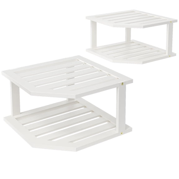 Bamboo Corner Shelf,2 Tier Plate Organizer for Cabinet and Countertop,Pantry Dish and Spice Rack for Kitchen