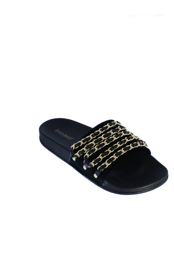 Cosy-03 Velvet Slide Sandal in Black