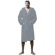 BY LORA Hooded Bathrobe for Men and Women, 500 GSM Rayon Terry, Silver, 2X/3X-Large