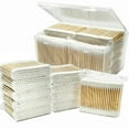 thumbnail image 1 of Bamboo Cotton Swabs 1000 Count - Natural Organic Cotton Buds For Ear - Ear Sticks with A Storage Box Included - Strong 100% Purely Natural Stick for Makeup, Daily Cleaning, Pet, 1 of 9