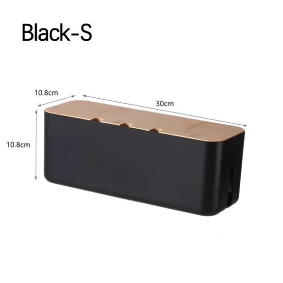 Bamboo Cover Cable Management Box Wire Junction Board Storage Box Hide Wires Power Strips Desk Cable Computer Organizer Box