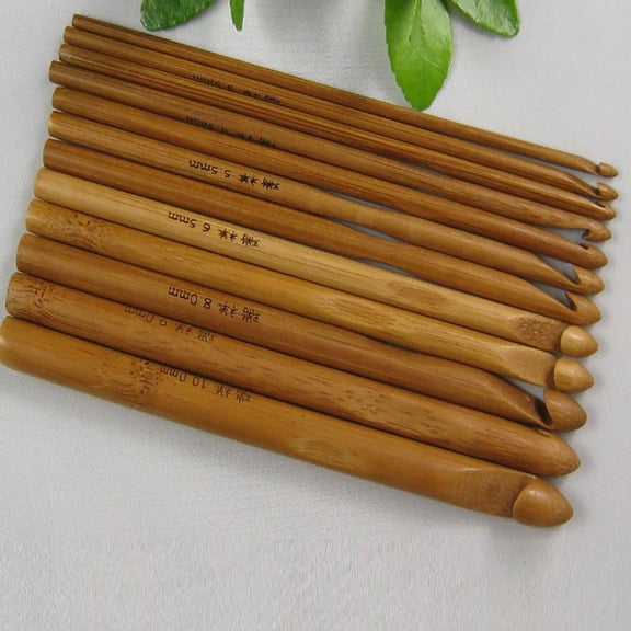 Bamboo Crochet Hooks, 12 Sizes, 1 Set