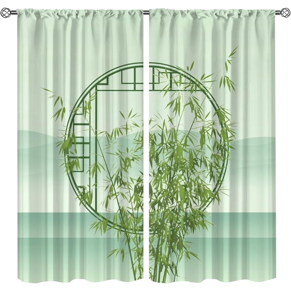 Bamboo Curtains 52x84in - Forest Botanical Trees Indoor Outdoor Window Curtain Panels, Soundproof Blackout Window Shades 2 Panel Set Apply to Living Room Bedroom Kitchen Dining Room Kid Room