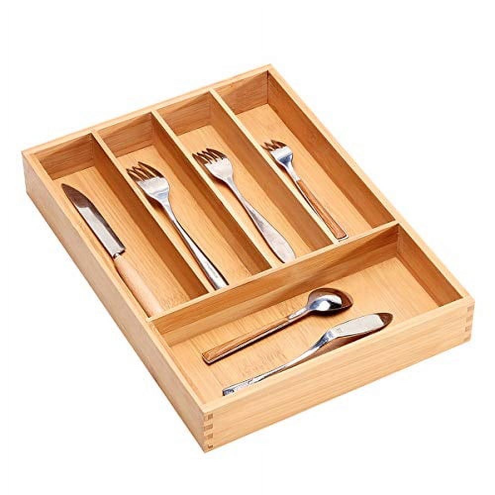 Bamboo Cutlery Tray Kitchen Utensil Tray Cooking Spoon Flatware Drawer