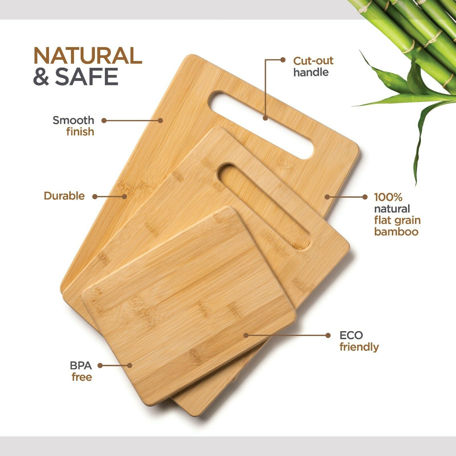 at Home Bamboo Assorted Set White Cutting Board (3 ct)