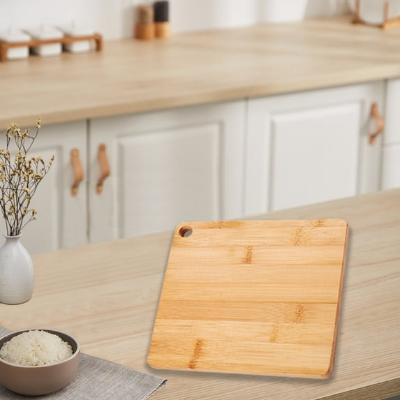 Bamboo Cutting Board 7x7 Inch Small Square Wood Chopping Board with Hanging Hole for Kitchen Fruits Vegetables and Cheese