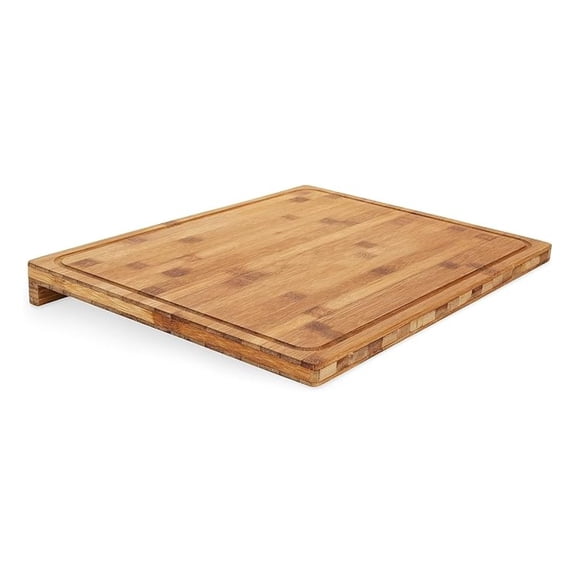 Bamboo Cutting Board with Counter Edge | Perfect for Vegetables, Fruits, Meats, and Cheeses | Measures 18-inches x 14-inches x 1-3/4-inches (43545), Brown