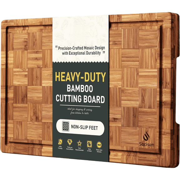 Bamboo Cutting Board Non Slip Heavy Duty Over Sink Wooden Wood Cutting Board for Kitchen Chopping Board Edge Grain Teak Smart Marble Flexible Round Stone Metal
