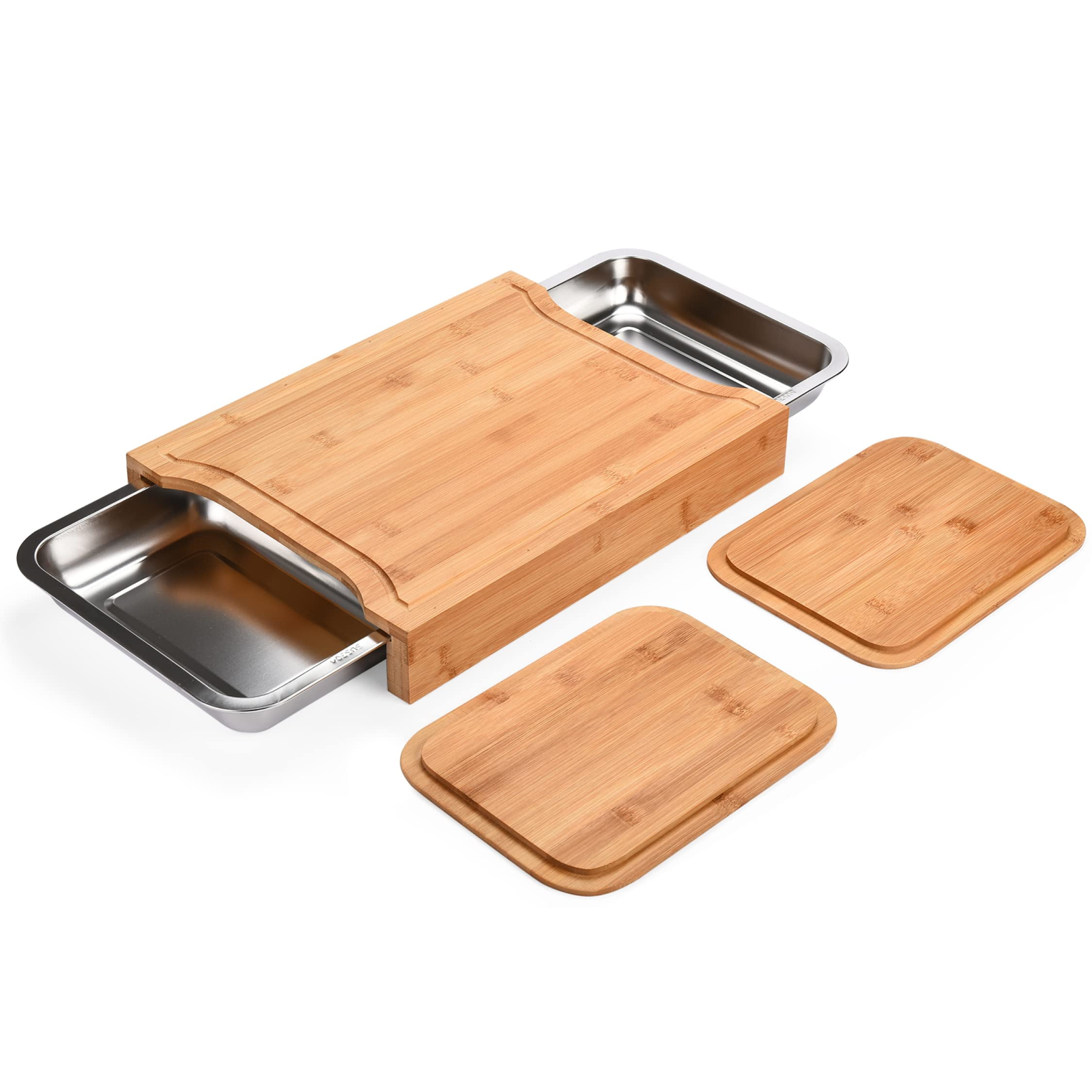  YANs Bamboo Cutting Board with Containers for Easy Meal Prep - Chopping  Board Set -Extra Large Space Saving Cutting Board Set with Juice Groove to  Keep Your Kitchen Tidy: Home 