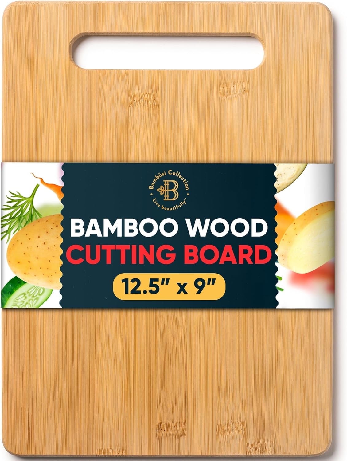 Bamboo Medium Rectangular Cutting Board with Handle