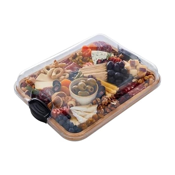 Bamboo Cutting Board with Clear Locking Lid, Charcuterie Board with ...