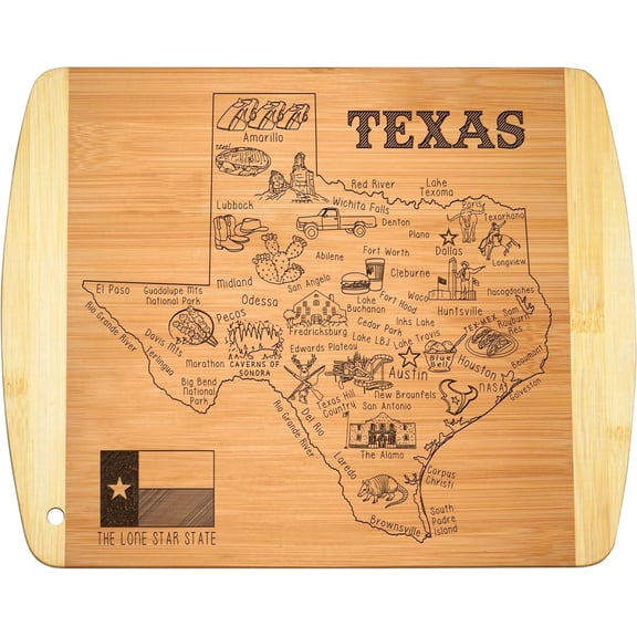 Bamboo Cutting Board with Texas State Design, Engraved Wooden Board