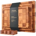 thumbnail image 1 of Bamboo Cutting Boards for Kitchen(Set of 3),Chopping Boards with Juice Groove,End Grain Serving Board with Holder,Bamboo Butcher Block for Meat,Vegetables,Fruit, 1 of 6