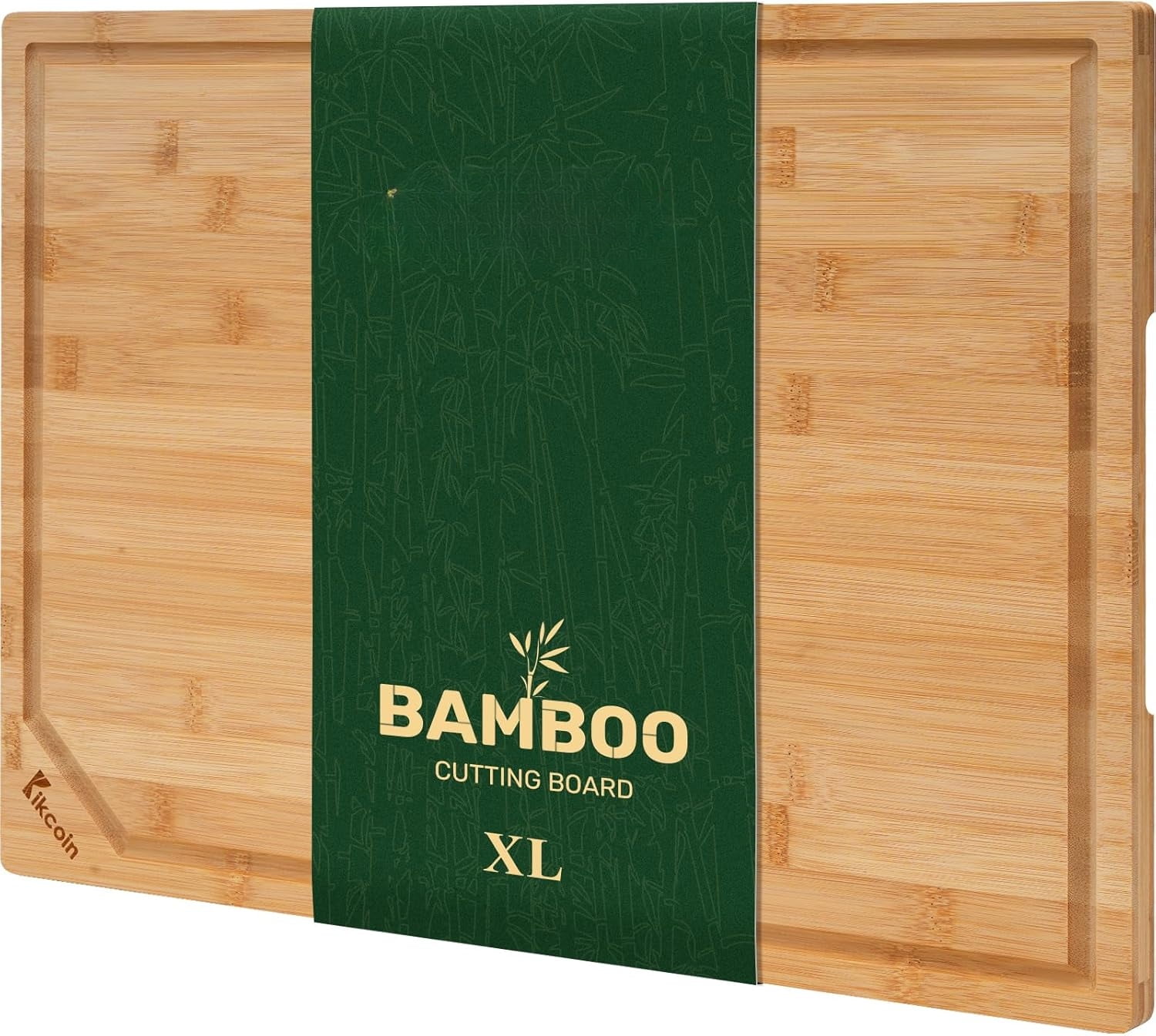 Kikcoin Cutting Board 3 Piece Bamboo Chopping Boards for Kitchen Heavy Duty Wooden Serving Tray with Juice Groove Brown