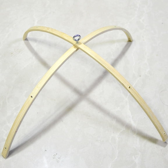 Bamboo DIY Hanging Arch Stand Multipurpose Semicircle Display Rack with 5 Holes for Wind Chime Craft Hanging Ornament Decor 9.1 Inch
