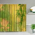 Bamboo Decor Shower Curtain Retro Design Plant Printing Washable