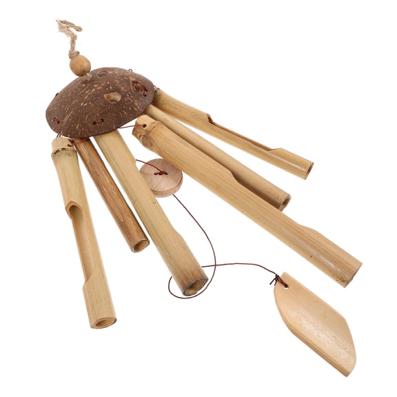 Bamboo Tube Wind Chime for Home Decoration with Coconut Shell and Bamboo Material 7 Tubes