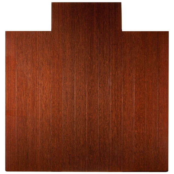 Anji Mountain 55" x 57" Bamboo Chair Mat for Carpet and Hard Floor, 8mm - Rectangular with Lip, Dark Cherry