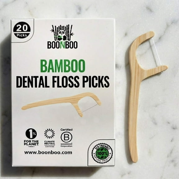 Bamboo Dental Floss Picks | 20CT Reusable Bamboo Picks | Sustainable & Biodegradable