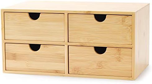 Bamboo Desk Drawer Organizer, Desktop Organizer with Drawers Tabletop ...