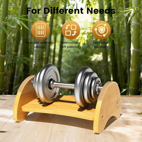 Bamboo Under Desk Footrest with Cushion - 6-Level Adjustable Ergonomic Wooden Foot Rest for Office & Home - Reversible Rocking Footstool for Short Legs, Back & Lumbar Pain Relief - Non-Slip$$Office