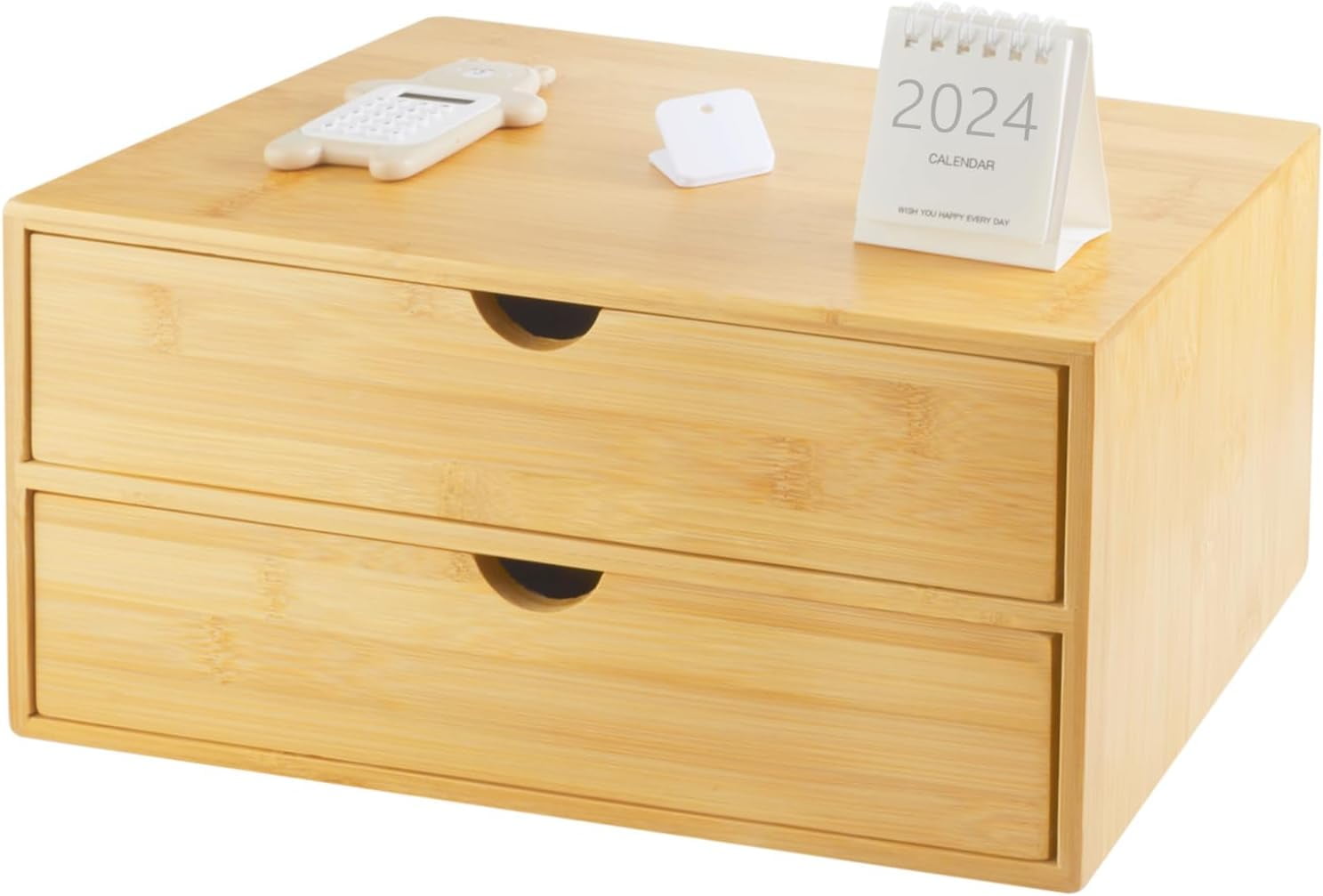Bamboo Desk Organizer 3 Drawer with Shelf, Countertop Organizer with ...