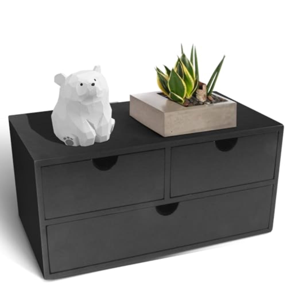 Bamboo Desk Organizer with 3 Drawers Countertop Organizer with Drawers ...