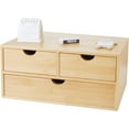thumbnail image 1 of Bamboo Desk Organizer with 3 Drawers, Countertop Organizer with Drawers Makeup Storage Drawer 3 Drawers Tabletop Storage Organization Box Home Office Workspace, 1 of 13