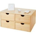 thumbnail image 1 of Bamboo Desk Organizer 4 Drawers, Countertop Organizer with Drawers Makeup Storage Drawer 4 Drawers Tabletop Storage Organization Box Home Office Workspace, 1 of 7