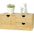 thumbnail image 1 of Bamboo Desk Organizer, Desktop Organizer with 3 Drawer, Tabletop Storage Organization Box for Bills, Countertop, Home Office Supplies, 1 of 13