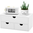 thumbnail image 1 of Bamboo Desk Organizer with Drawers Desktop Storage Drawers for Bills Office Supplies Kitchen Utensils Organizing Tool for Home Classroom Organization No Assembly (White), 1 of 14
