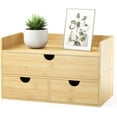 thumbnail image 1 of Bamboo Desk Organizer with Drawers Small Desktop Drawers for Countertop Mini Tabletop Storage Container with Drawer for Home Office No Assembly Required, 1 of 6