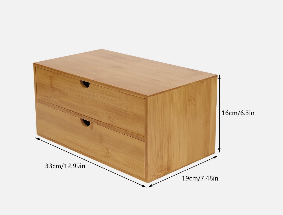 Bamboo Desk Organizer Drawers Tabletop Storage Box for Office Table ...