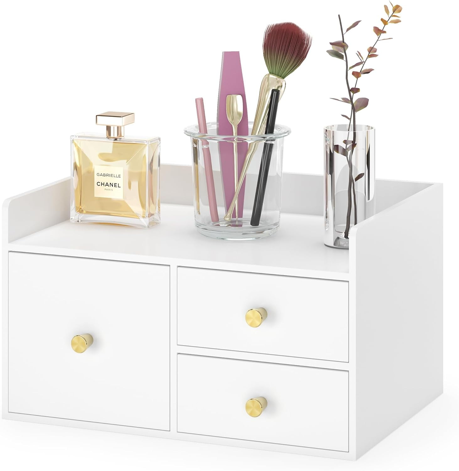 Bamboo Desk Organizer with Drawers Wooden Desktop Storage Drawers for ...