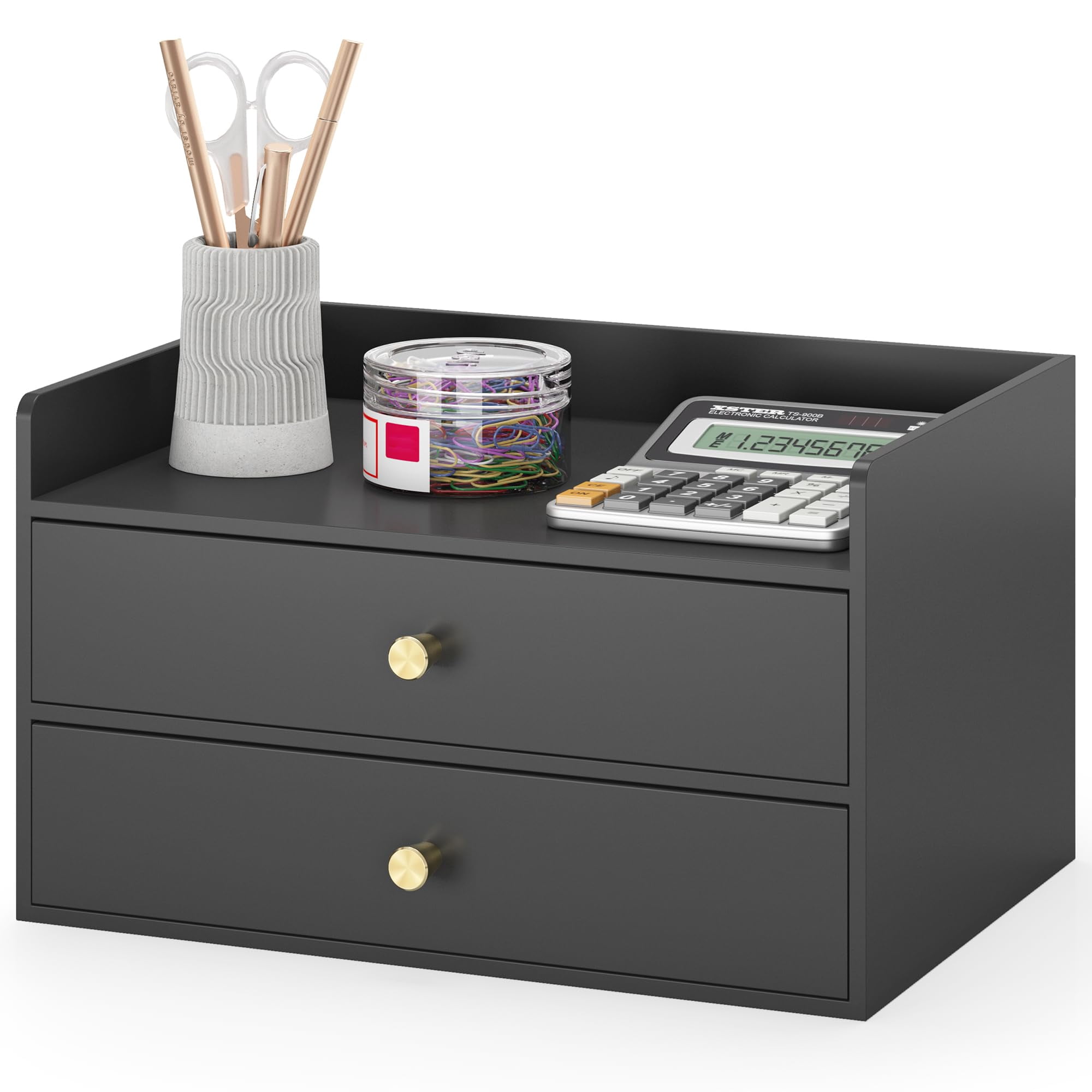 Bamboo Desk Organizer with Drawers Wooden Desktop Storage Drawers for ...