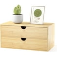 thumbnail image 1 of Bamboo Desk Organizer with Drawers - Small Desktop Storage Container for Countertop & Tabletop - No Assembly Required, 1 of 12