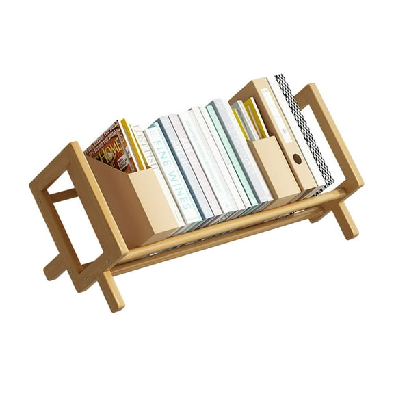 Bamboo Desktop Bookshelf, Desk Organizer, Mini Wooden Bookcases, Book Display Rack for Kids