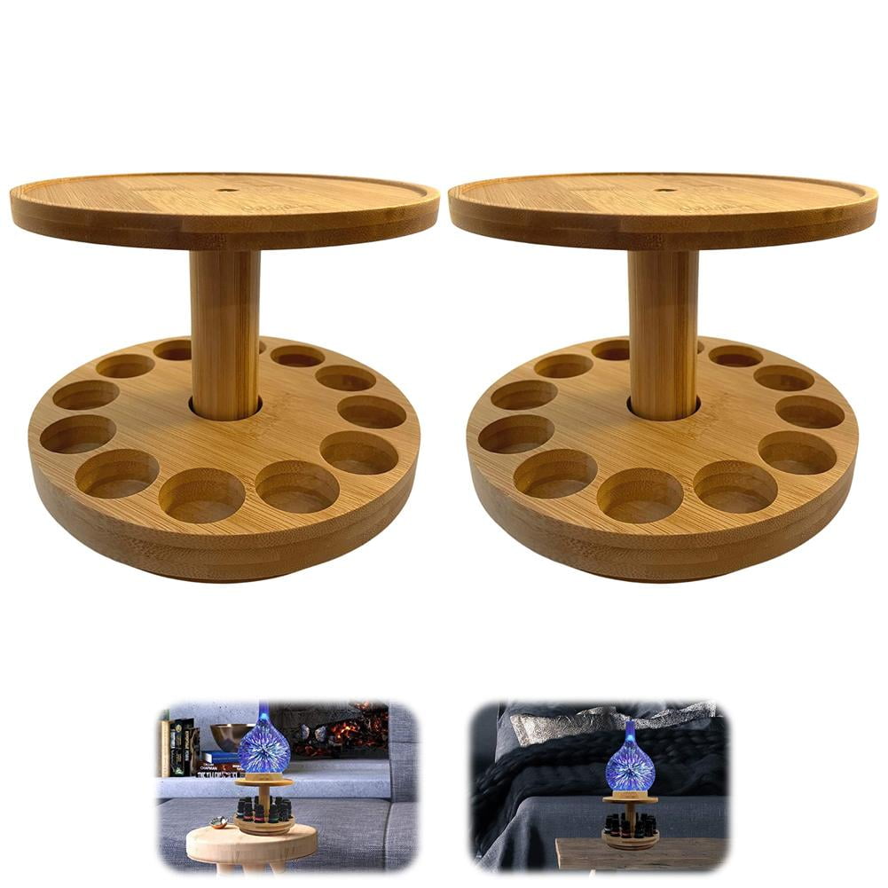 Bamboo Diffuser Holder Carousel- 2 Tier Height Increase Rack, Wooden ...