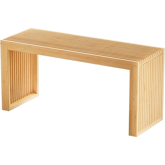 Bamboo Dining Bench, 35 Inch Farmhouse Decor Indoor Kitchen Table Bench, Entryway Shoe Rack Bench, Outdoor Bench, Solid Bamboo Bench for Living Room, Hallway, Bedroom