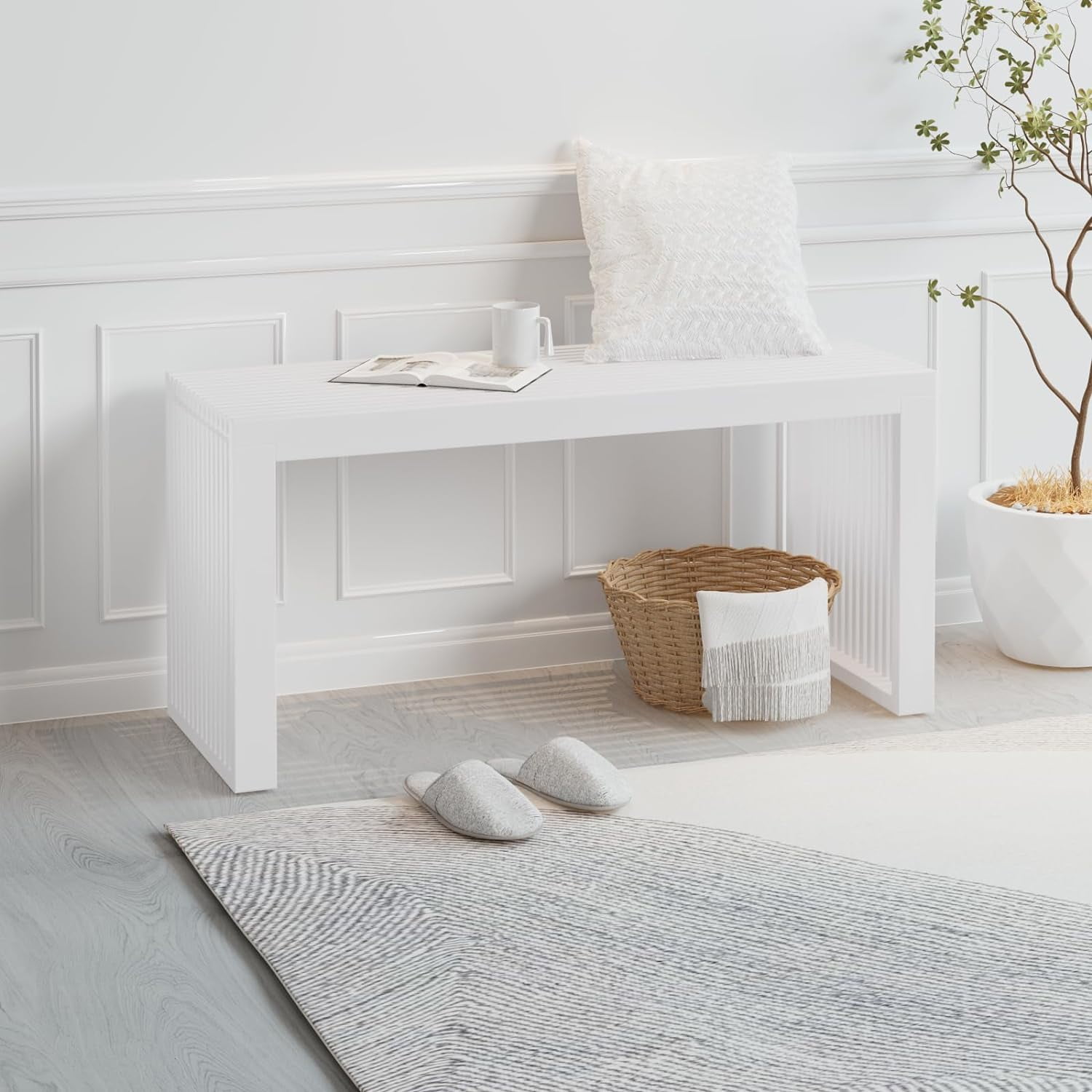 Bamboo Dining Bench, 35 inch Farmhouse Decor Indoor Kitchen Table Bench ...