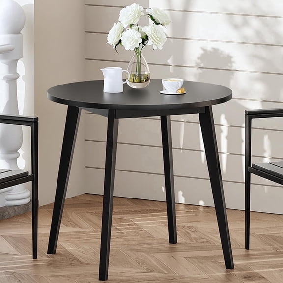 27.5 Inch Round Natural Bamboo Dining Table PVC Anti-Slip Pads Reinforced Base Easy Assembly For Small Apartment Kitchen Breakfast Nook